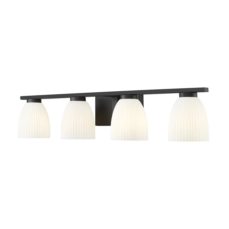Z-Lite Naya 4 Light Vanity, Matte Black/Matte Opal - 7518-4V-MB