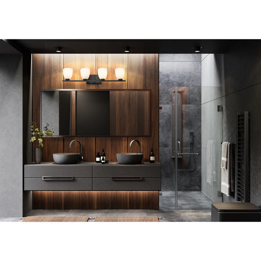 Z-Lite Naya 4 Light Vanity, Matte Black/Matte Opal