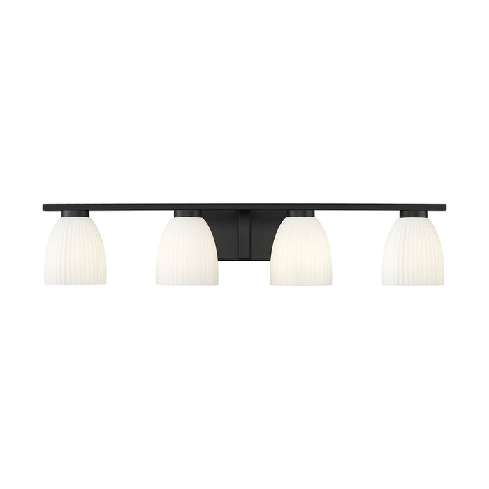 Z-Lite Naya 4 Light Vanity, Matte Black/Matte Opal