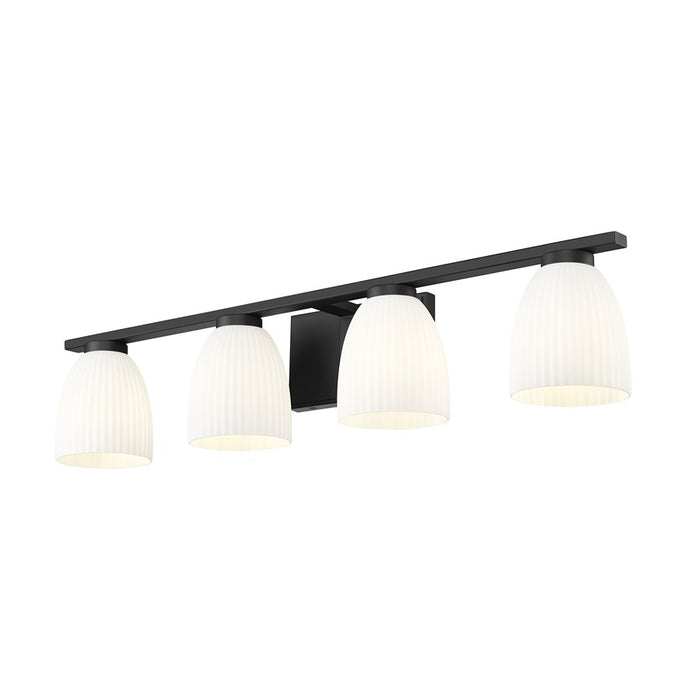 Z-Lite Naya 4 Light Vanity, Matte Black/Matte Opal