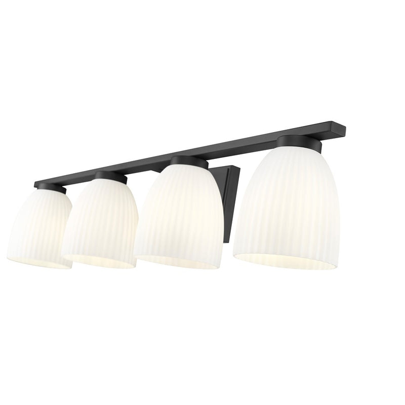 Z-Lite Naya 4 Light Vanity, Matte Black/Matte Opal
