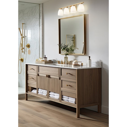 Z-Lite Naya 4 Light Vanity, Modern Gold/Matte Opal