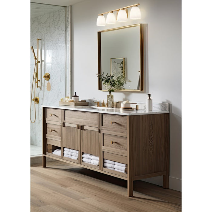 Z-Lite Naya 4 Light Vanity, Modern Gold/Matte Opal