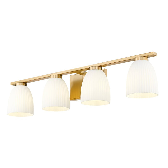 Z-Lite Naya 4 Light Vanity, Modern Gold/Matte Opal
