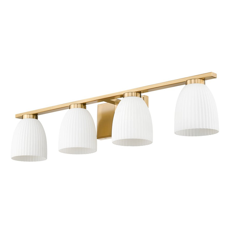 Z-Lite Naya 4 Light Vanity, Modern Gold/Matte Opal