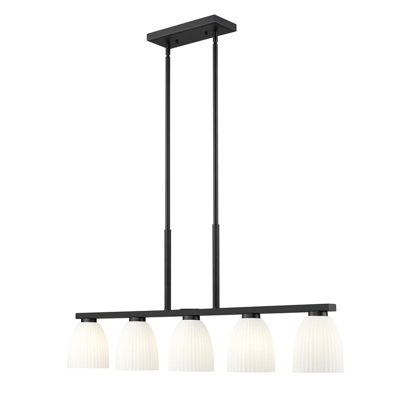 Z-Lite Naya 5 Light Linear Chandelier, Matte Black/Matte Opal - 7518-5L-MB