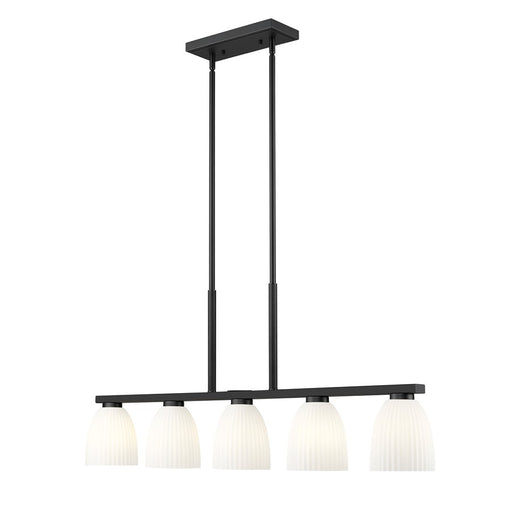 Z-Lite Naya 5 Light Linear Chandelier, Matte Black/Matte Opal - 7518-5L-MB