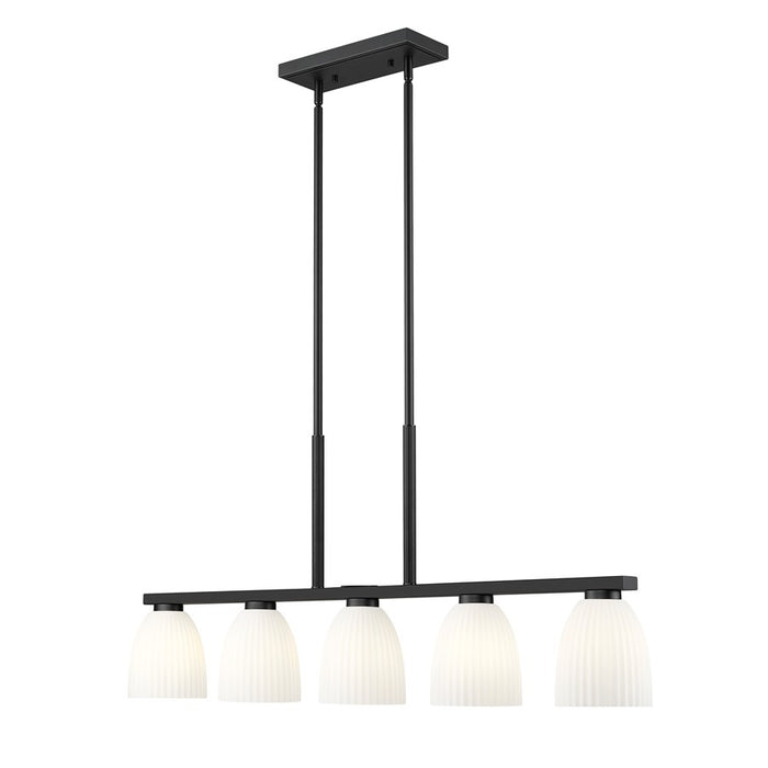 Z-Lite Naya 5 Light Linear Chandelier, Matte Black/Matte Opal - 7518-5L-MB