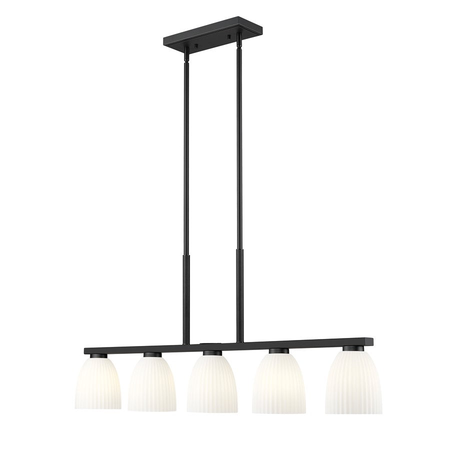 Z-Lite Naya 5 Light Linear Chandelier, Matte Black/Matte Opal - 7518-5L-MB