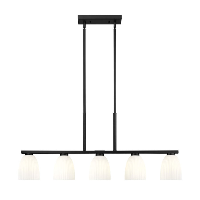 Z-Lite Naya 5 Light Linear Chandelier, Matte Black/Matte Opal