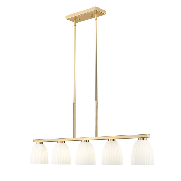 Z-Lite Naya 5 Light Linear Chandelier, Modern Gold/Matte Opal - 7518-5L-MGLD
