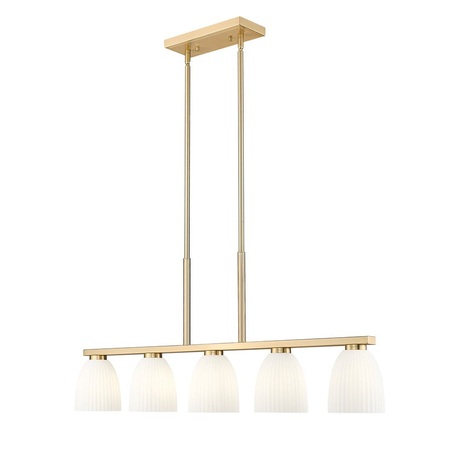 Z-Lite Naya 5 Light Linear Chandelier, Modern Gold/Matte Opal - 7518-5L-MGLD
