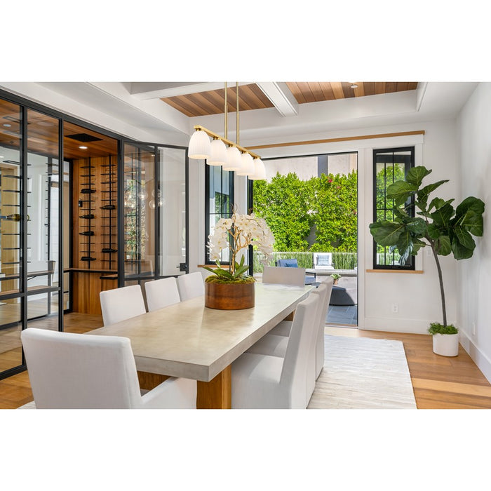 Z-Lite Naya 5 Light Linear Chandelier, Modern Gold/Matte Opal