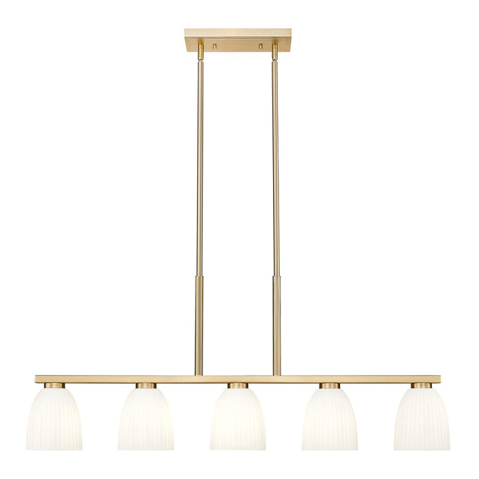 Z-Lite Naya 5 Light Linear Chandelier, Modern Gold/Matte Opal