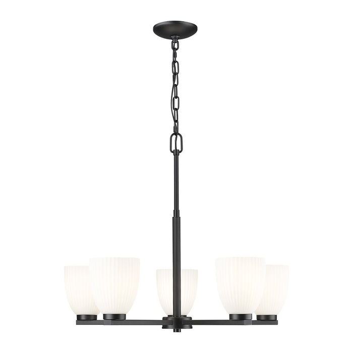 Z-Lite Naya 5 Light Chandelier, Matte Black/Matte Opal - 7518-5MB