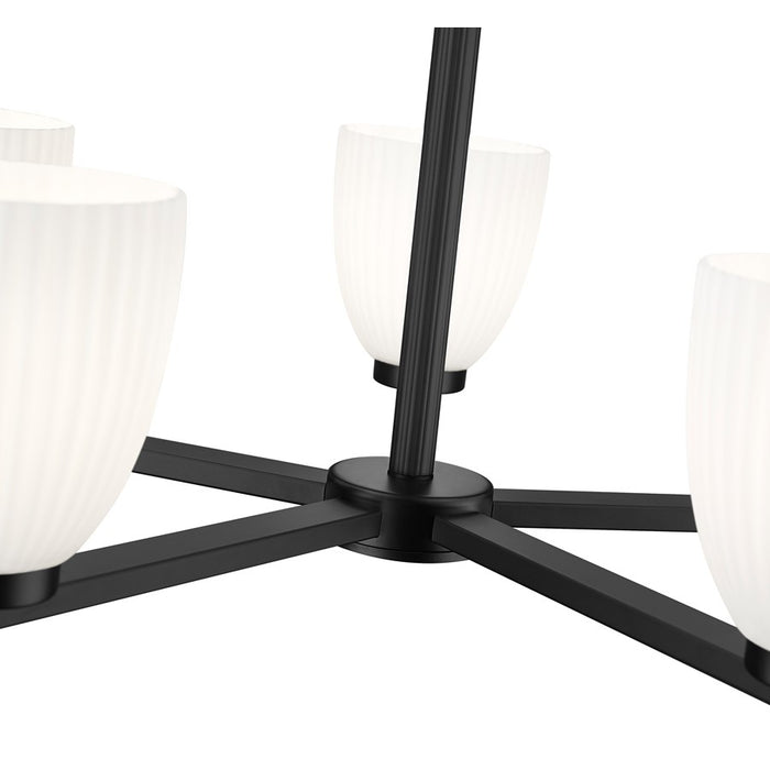 Z-Lite Naya 5 Light Chandelier, Matte Black/Matte Opal