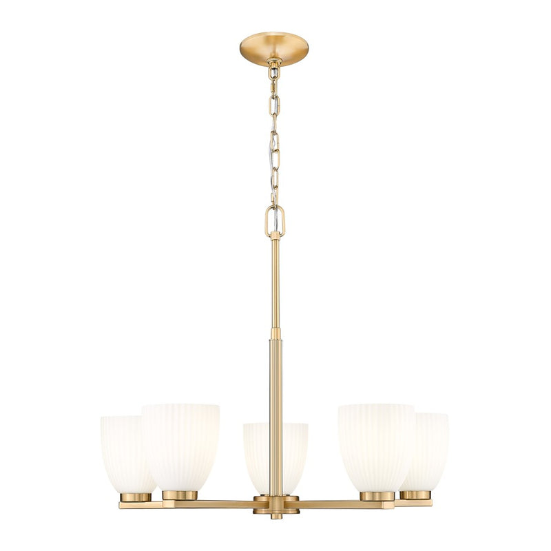 Z-Lite Naya 5 Light Chandelier, Modern Gold/Matte Opal - 7518-5MGLD