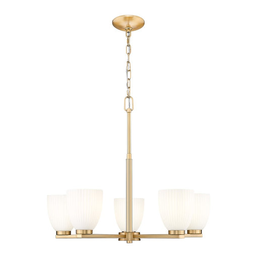 Z-Lite Naya 5 Light Chandelier, Modern Gold/Matte Opal - 7518-5MGLD