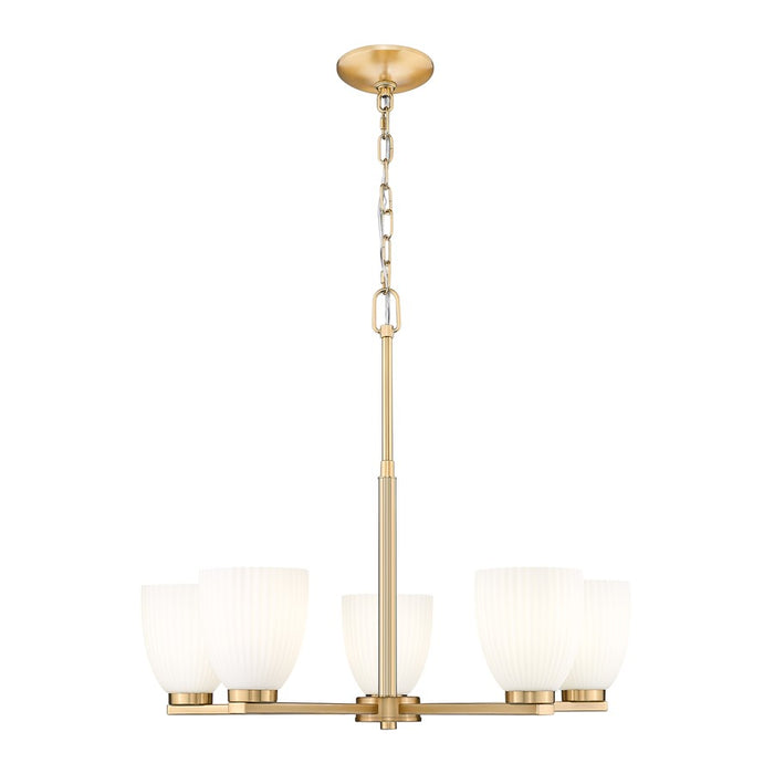 Z-Lite Naya 5 Light Chandelier, Modern Gold/Matte Opal - 7518-5MGLD
