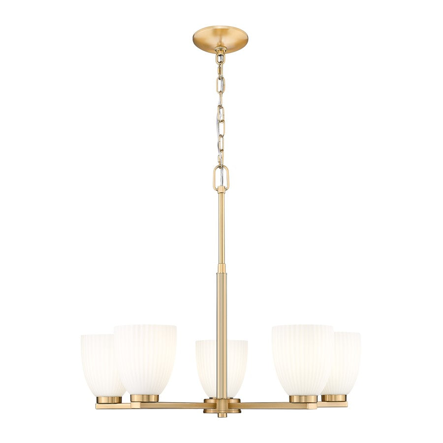 Z-Lite Naya 5 Light Chandelier, Modern Gold/Matte Opal - 7518-5MGLD