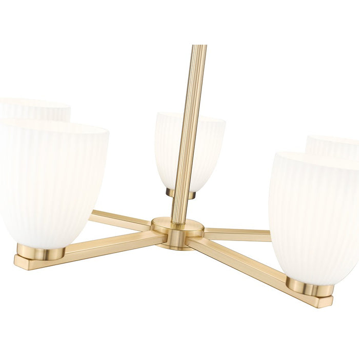 Z-Lite Naya 5 Light Chandelier, Modern Gold/Matte Opal