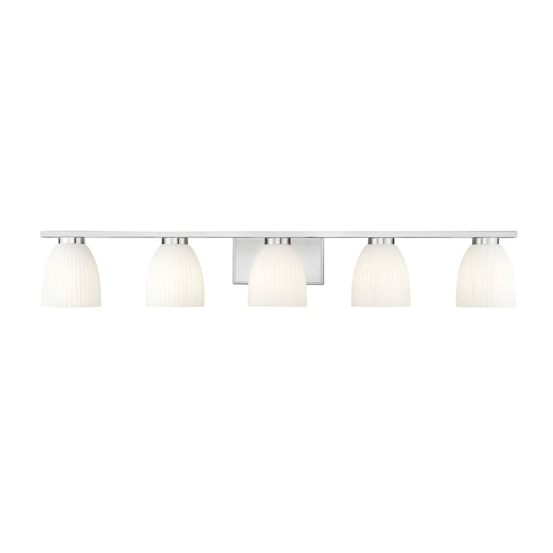 Z-Lite Naya 5 Light Vanity, Brushed Nickel/Matte Opal