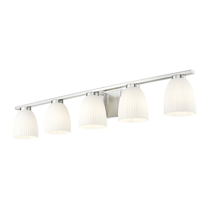 Z-Lite Naya 5 Light Vanity, Brushed Nickel/Matte Opal