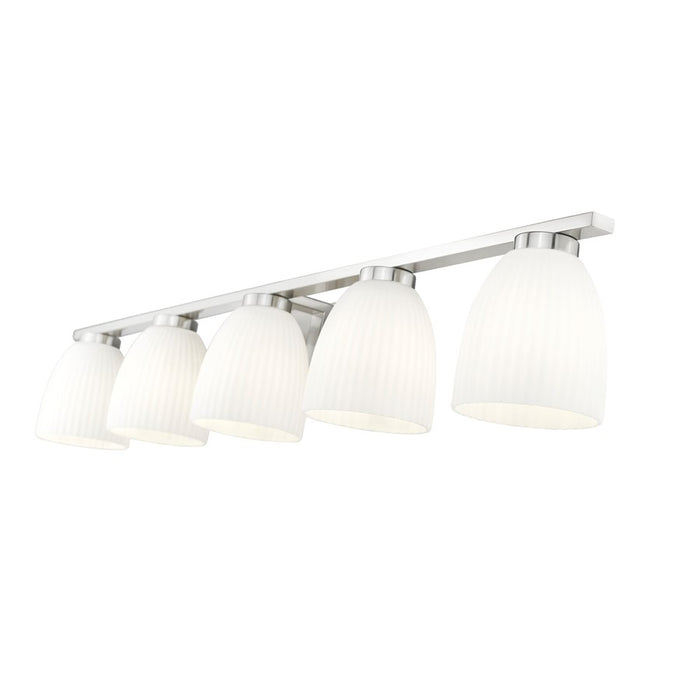 Z-Lite Naya 5 Light Vanity, Brushed Nickel/Matte Opal