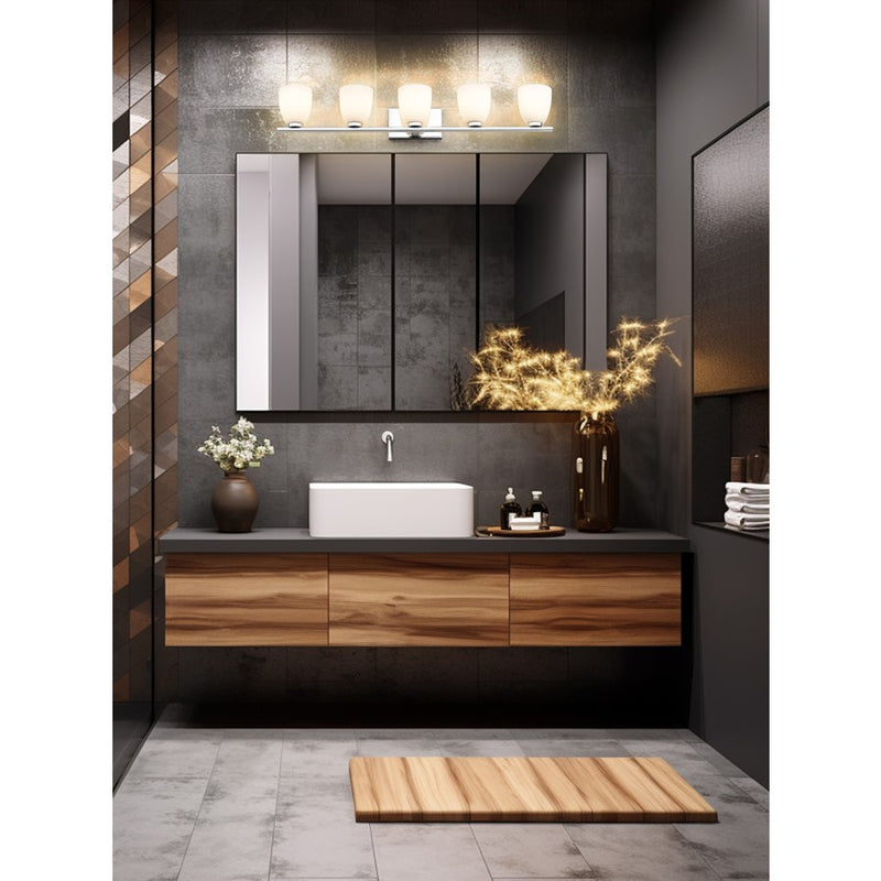 Z-Lite Naya 5 Light Vanity, Chrome/Matte Opal