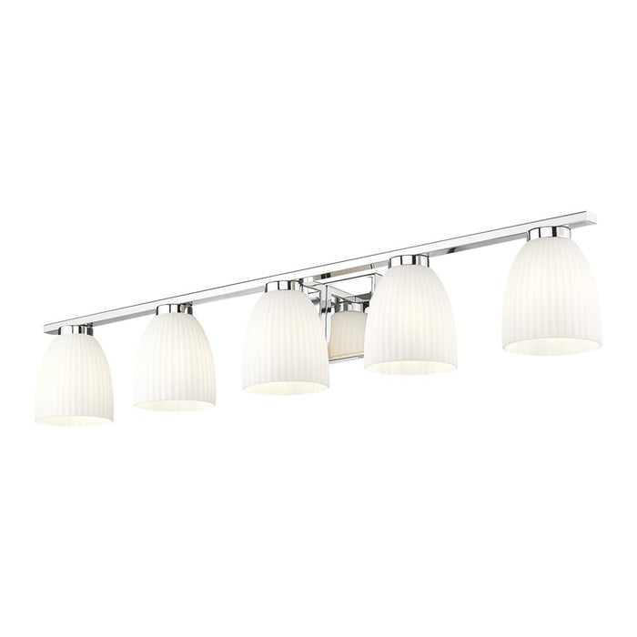 Z-Lite Naya 5 Light Vanity, Chrome/Matte Opal