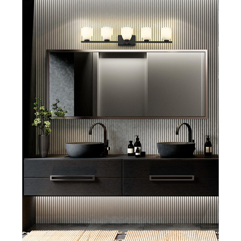 Z-Lite Naya 5 Light Vanity, Matte Black/Matte Opal