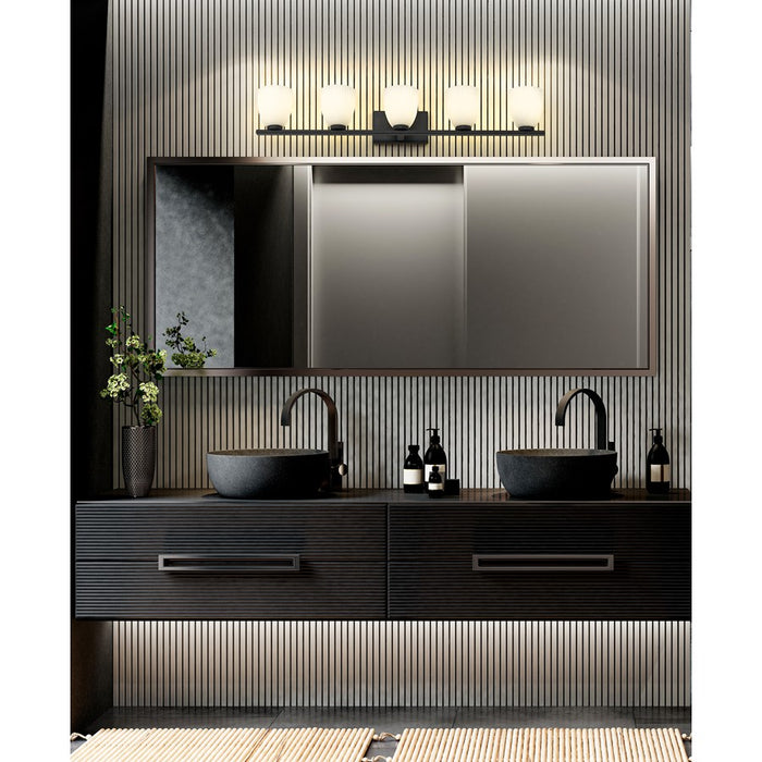 Z-Lite Naya 5 Light Vanity, Matte Black/Matte Opal