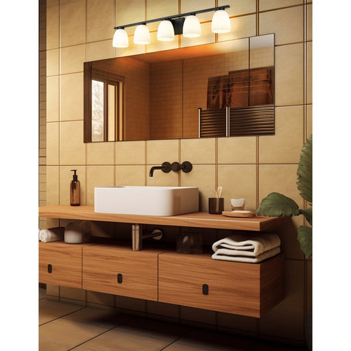 Z-Lite Naya 5 Light Vanity, Matte Black/Matte Opal