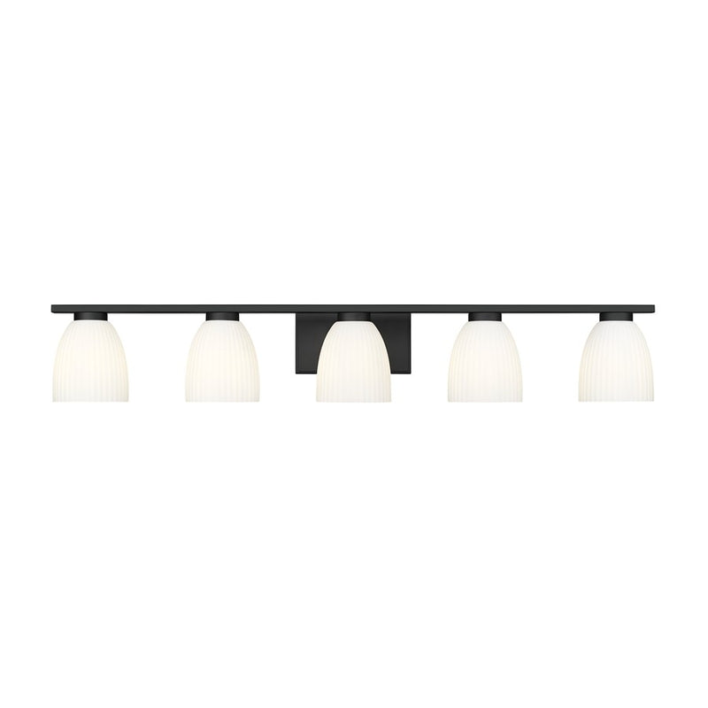 Z-Lite Naya 5 Light Vanity, Matte Black/Matte Opal