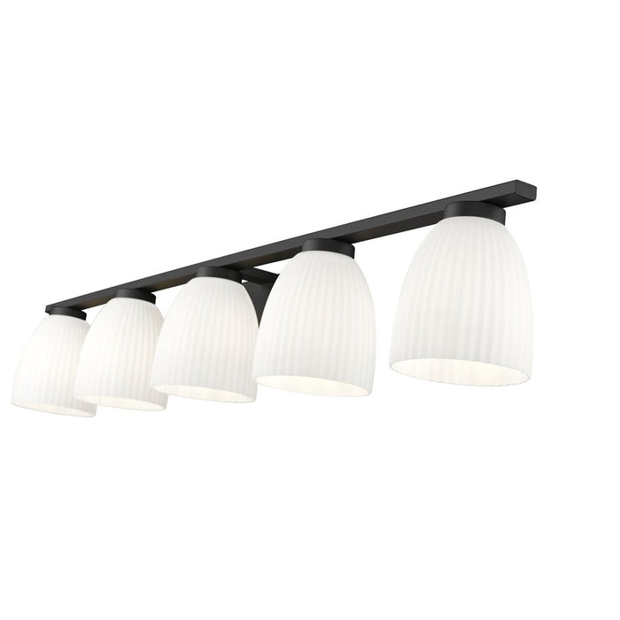 Z-Lite Naya 5 Light Vanity, Matte Black/Matte Opal