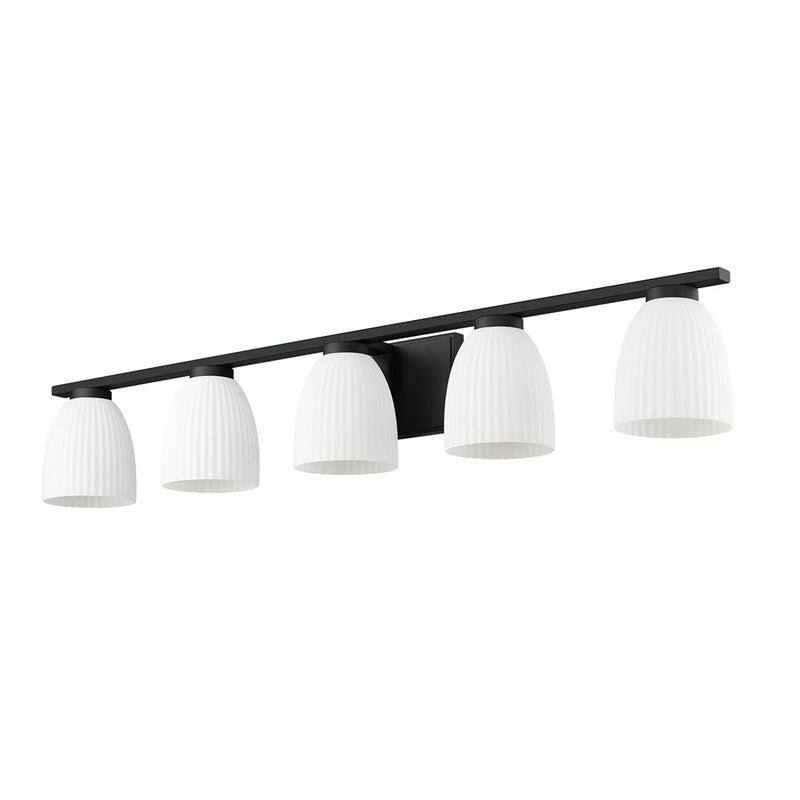 Z-Lite Naya 5 Light Vanity, Matte Black/Matte Opal