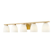 Z-Lite Naya 5 Light Vanity, Modern Gold/Matte Opal - 7518-5V-MGLD
