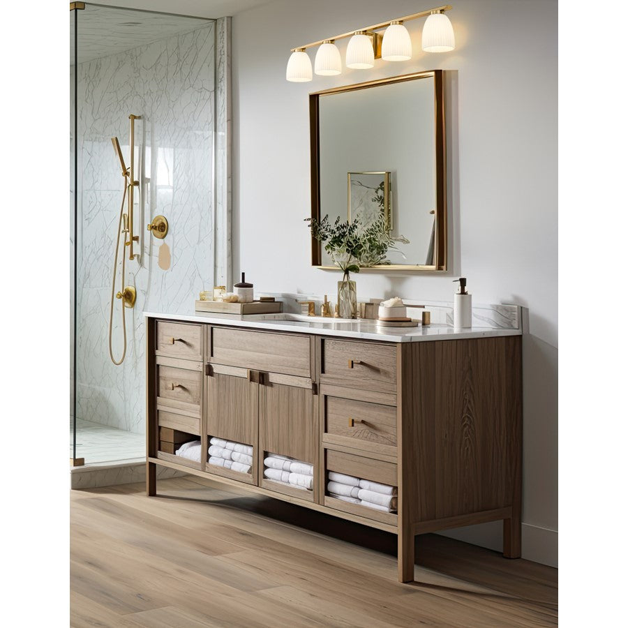 Z-Lite Naya 5 Light Vanity, Modern Gold/Matte Opal