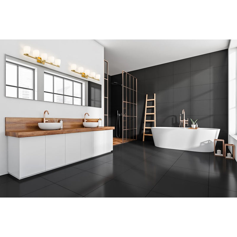 Z-Lite Naya 5 Light Vanity, Modern Gold/Matte Opal