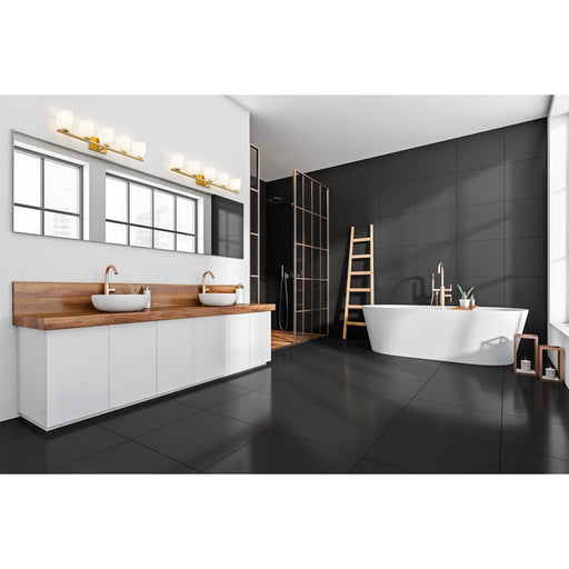 Z-Lite Naya 5 Light Vanity, Modern Gold/Matte Opal