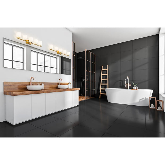 Z-Lite Naya 5 Light Vanity, Modern Gold/Matte Opal