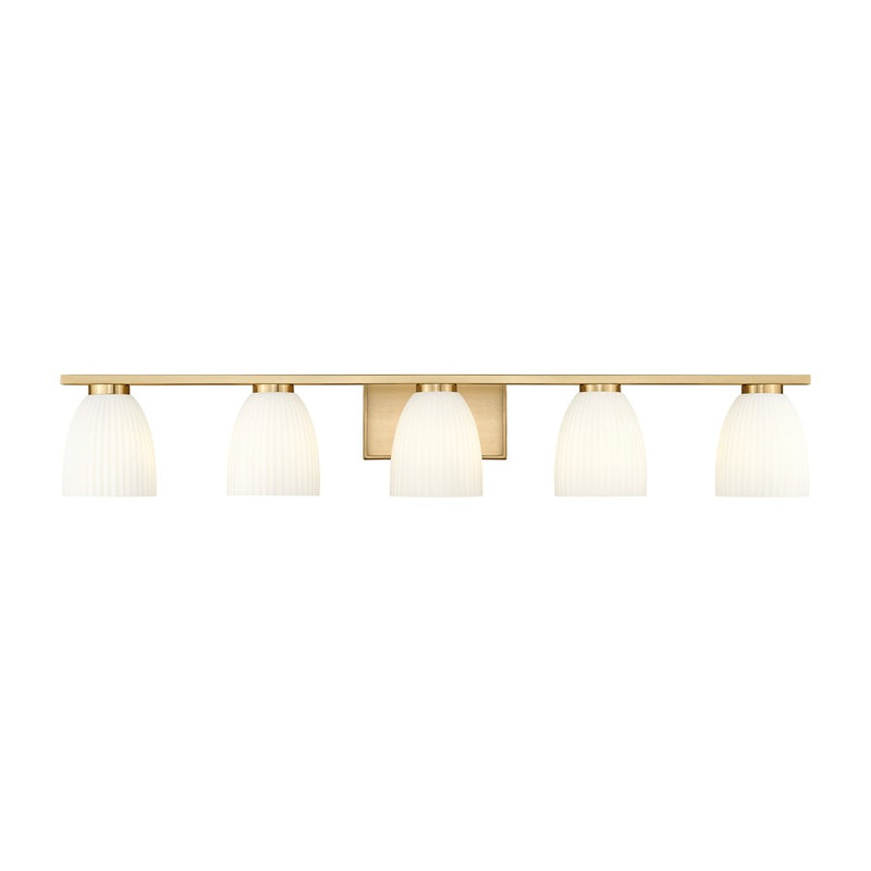 Z-Lite Naya 5 Light Vanity, Modern Gold/Matte Opal
