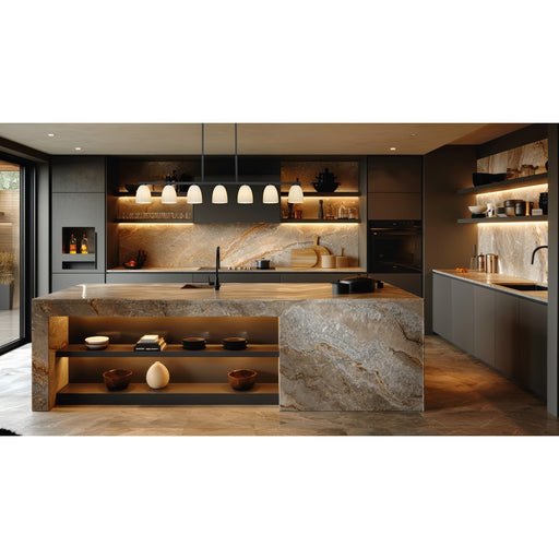 Z-Lite Naya 7 Light Linear Chandelier, Matte Black/Matte Opal