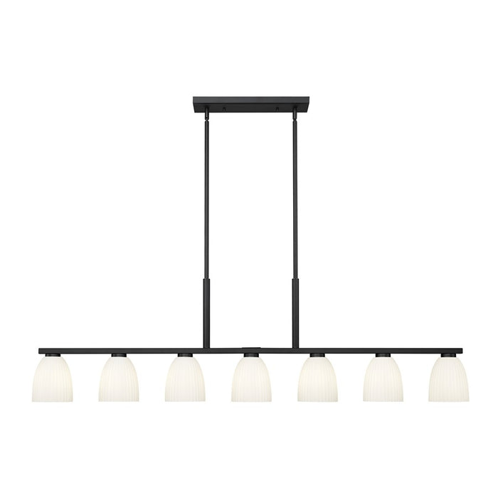 Z-Lite Naya 7 Light Linear Chandelier, Matte Black/Matte Opal