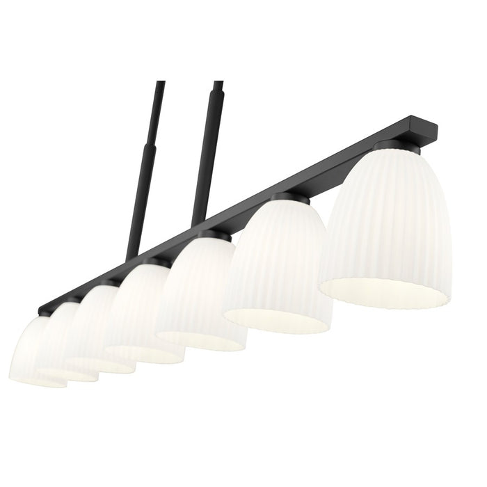 Z-Lite Naya 7 Light Linear Chandelier, Matte Black/Matte Opal