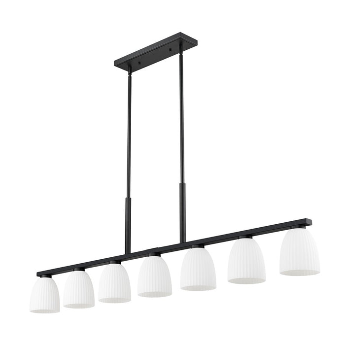 Z-Lite Naya 7 Light Linear Chandelier, Matte Black/Matte Opal