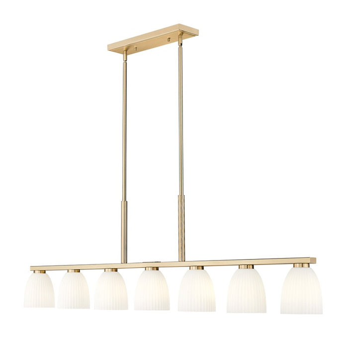 Z-Lite Naya 7 Light Linear Chandelier, Modern Gold/Matte Opal - 7518-7L-MGLD