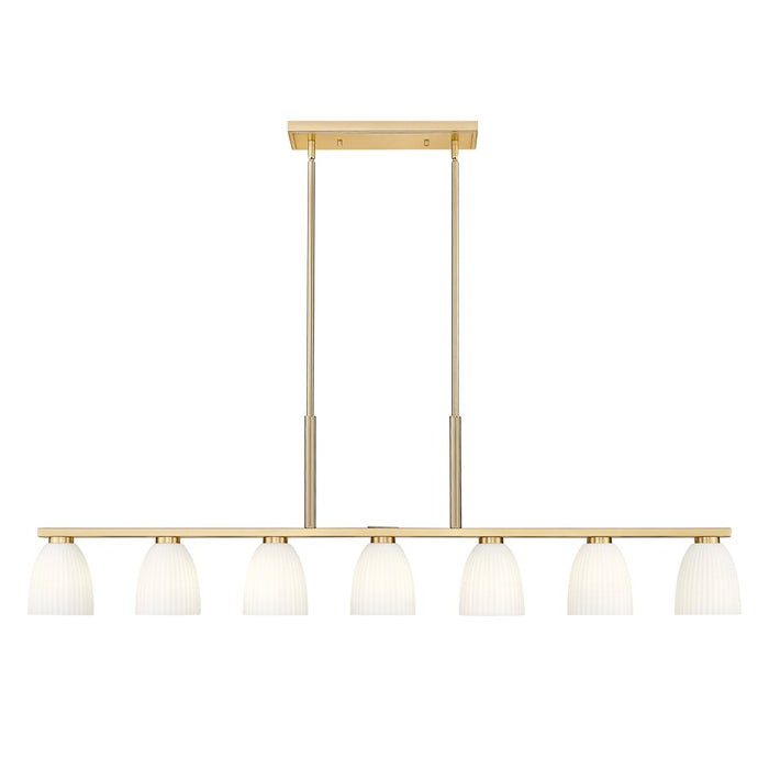 Z-Lite Naya 7 Light Linear Chandelier, Modern Gold/Matte Opal