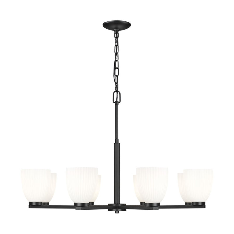 Z-Lite Naya 8 Light Chandelier, Matte Black/Matte Opal - 7518-8MB