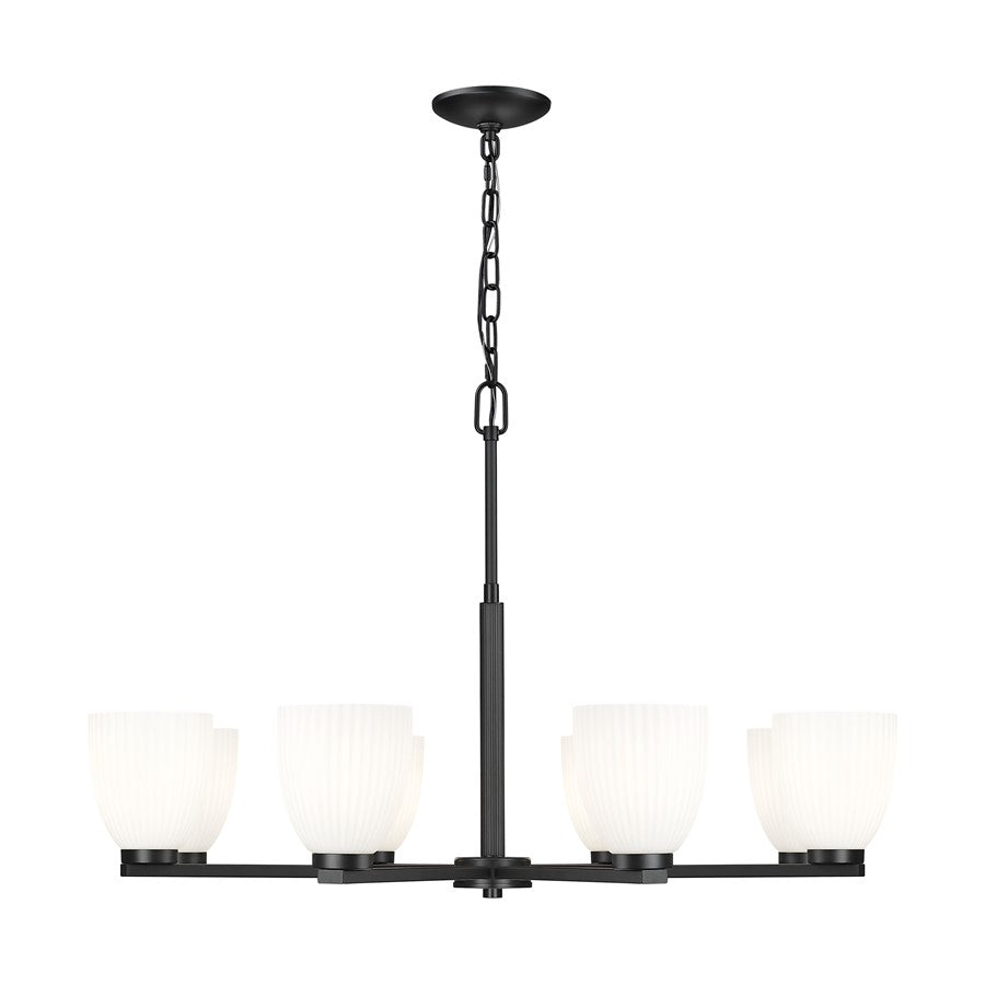 Z-Lite Naya 8 Light Chandelier, Matte Black/Matte Opal - 7518-8MB